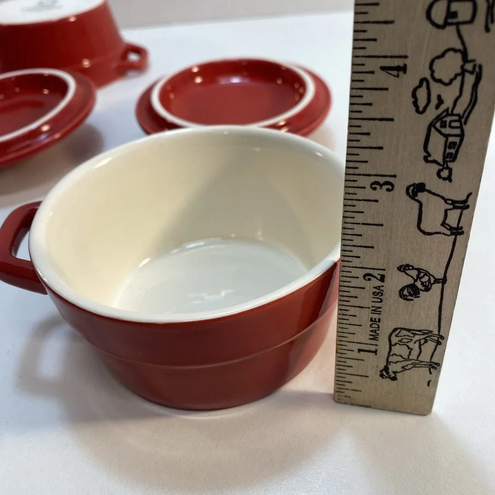 Martha Stewart Stoneware Red Round‎ Small Baking Dish Lid Exclusively Macys x2